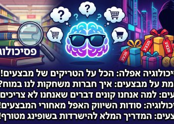 בטח, הנה כמה הצעות לכותרות משוכתבות, בסגנון צעיר וקליט, תוך שמירה על הנושא המקורי:

פסיכולוגיה אפלה: הכל על הטריקים של מבצעים! 😈
האמת על מבצעים: איך חברות משחקות לנו במוח? 🤔
מבצעים: למה אנחנו קונים דברים שאנחנו לא צריכים?! 🤯
פסיכולוגיה: סודות השיווק האפל מאחורי המבצעים! 🤫
מבצעים: המדריך המלא להישרדות בשופינג מטורף! 😎