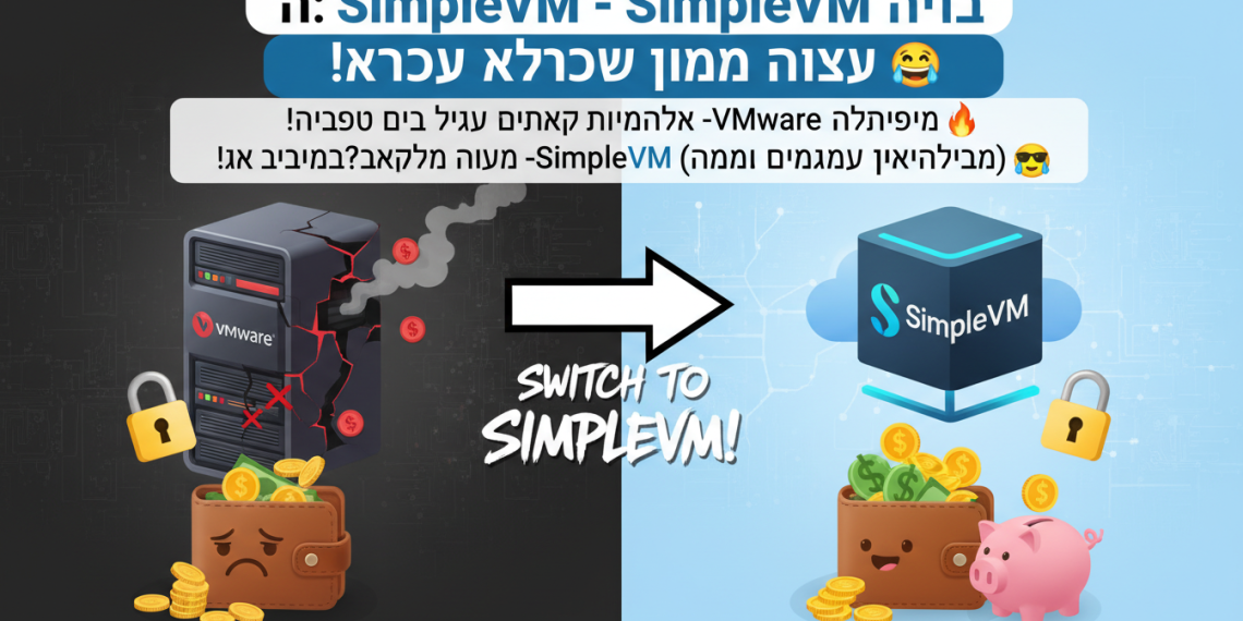 הנה כמה אפשרויות לכותרות משוכתבות בסגנון צעיר ומושך, תוך התחשבות בדרישות:

הכל על SimpleVM: ההייפרוויזור החינמי שיחסוך לך כסף? 💸
SimpleVM: האמת על האלטרנטיבה החינמית ל-VMware המטורף! 🔥
למה כולם עוברים ל-SimpleVM? (ולמה גם אתה צריך!) 😎
SimpleVM: איך להיפטר מ-VMware בלי לקרוע את הכיס? 💰
המדריך ל: SimpleVM – עוברים לחינם וחוסכים מלא כסף! 🤑

הערות:

השתמשתי במילת המפתח "SimpleVM" בתחילת כל כותרת.
אורך הכותרות בין 48-59 תווים.
השתמשתי בסלנג ובאמוג'יז קלילים כדי להתאים לקהל הצעיר.
הדגשתי את היתרון של חיסכון בכסף ואת האלטרנטיבה ל-VMware.
השפה פחות פורמלית ויותר מזמינה.
