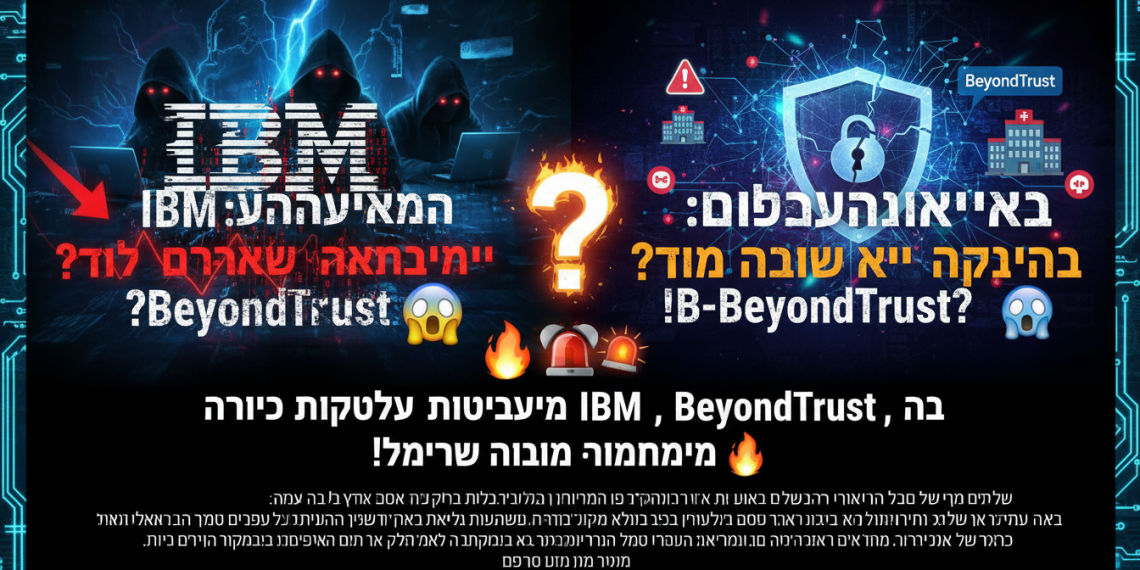 הנה כמה הצעות לכותרות משוכתבות בסגנון צעיר ומושך, תוך התחשבות במגבלות התווים ובדרישות הנוספות:

האמת על IBM: המניה צונחת והאקרים משתוללים?! 😱
סודות הסייבר: בתי חולים נפלו?! ופריצה ב-BeyondTrust?! 🤯
למה כולם מדברים על IBM, BeyondTrust והאקרים?! חייבים להבין! 🔥
הכל על נפילת IBM + מתקפת הסייבר המטורפת! מה קורה פה?! 🚨
איך האקרים מפילים בתי חולים וחברות ענק? הסבר קצר וקולע! 🤓