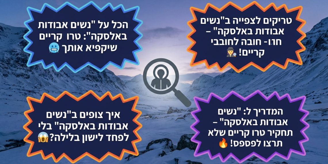 בטח! הנה כמה אפשרויות לכותרת משוכתבת, בסגנון צעיר וקליט:

הכל על "נשים אבודות באלסקה": טרו קריים שיקפיא אותך 🥶
טריקים לצפייה ב"נשים אבודות באלסקה" – חובה לחובבי טרו קריים! 🕵️‍♀️
איך צופים ב"נשים אבודות באלסקה" בלי לפחד לישון בלילה? 😱
המדריך ל: "נשים אבודות באלסקה" – תחקיר טרו קריים שלא תרצו לפספס! 🔥