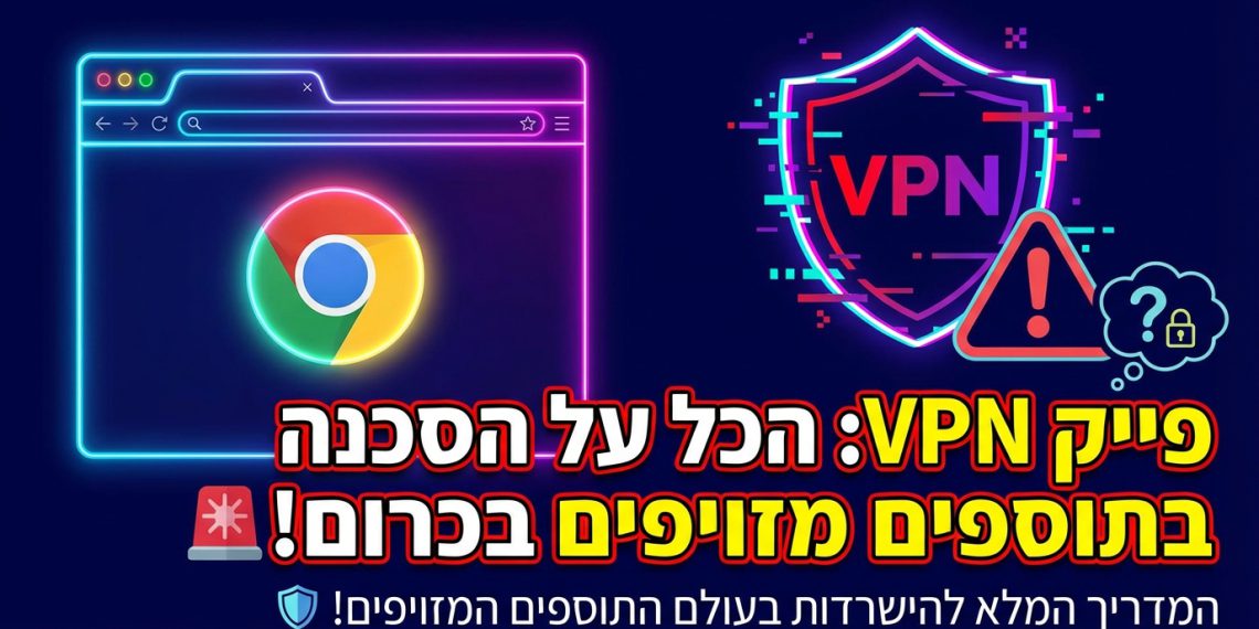 הנה כמה אפשרויות לכותרת משוכתבת, בסגנון צעיר וקליט יותר, תוך שמירה על כל הדרישות:

פייק VPN: הכל על הסכנה בתוספים מזויפים בכרום! 🚨
VPN: איך לא ליפול בפח של תוספים מזויפים בכרום? 🤔
סודות VPN: האמת על תוספים מזויפים שחודרים לכרום! 🤫
VPN חינם? טריקים להיזהר מתוספים מזויפים בכרום! 😈
VPN: המדריך המלא להישרדות בעולם התוספים המזויפים! 🛡️