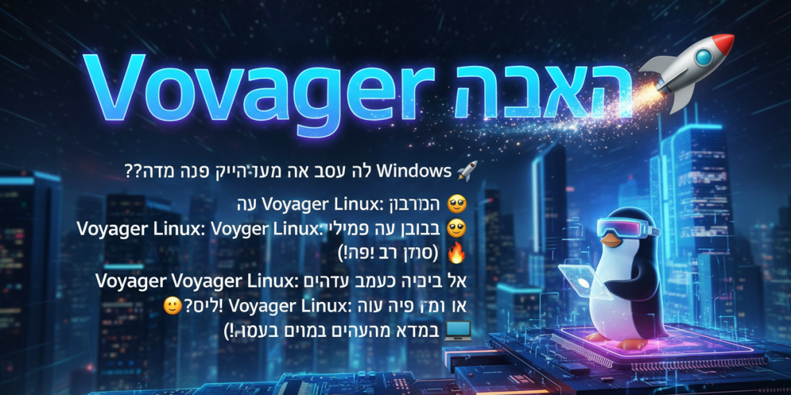 בטח, הנה כמה אפשרויות לכותרת משוכתבת, בסגנון צעיר וקליט:
לינוקס Voyager: הדיסטרו שיגרום לך לעזוב את Windows? 🚀
הכל על Voyager Linux: דיסטרו היברידי שמפציץ בלי באגים! 😎
Voyager Linux: המדריך לדיסטרו המושלם למתחילים (וגם לפרו!) 🔥
סודות Voyager Linux: איך הדיסטרו הזה כבש אותי? (ולמה גם אותך) 😉
איך Voyager Linux ישדרג לך את המחשב? מדריך קצר וקולע 💻