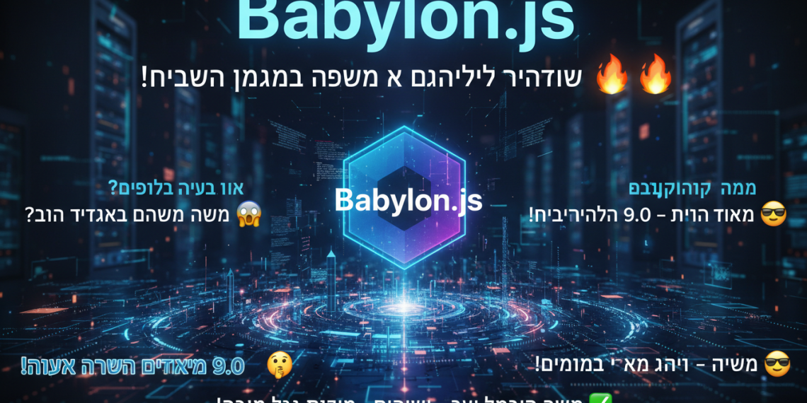 בטח! הנה כמה אפשרויות לכותרת מעודכנת, בסגנון צעיר ומושך, תוך שמירה על הדרישות:
Babylon.js: הכל על הגרסה החדשה שמשגעת את כולם! 🔥
Babylon.js: טריקים סודיים בגרסה 9.0 שחובה להכיר! 🤫
Babylon.js: איך הגרסה החדשה הולכת לשנות הכל? 🤯
Babylon.js: המדריך המלא לגרסה 9.0 – בואו נתחיל! 😎
Babylon.js: האמת על הגרסה החדשה – זה מה שחשוב לדעת! ✅